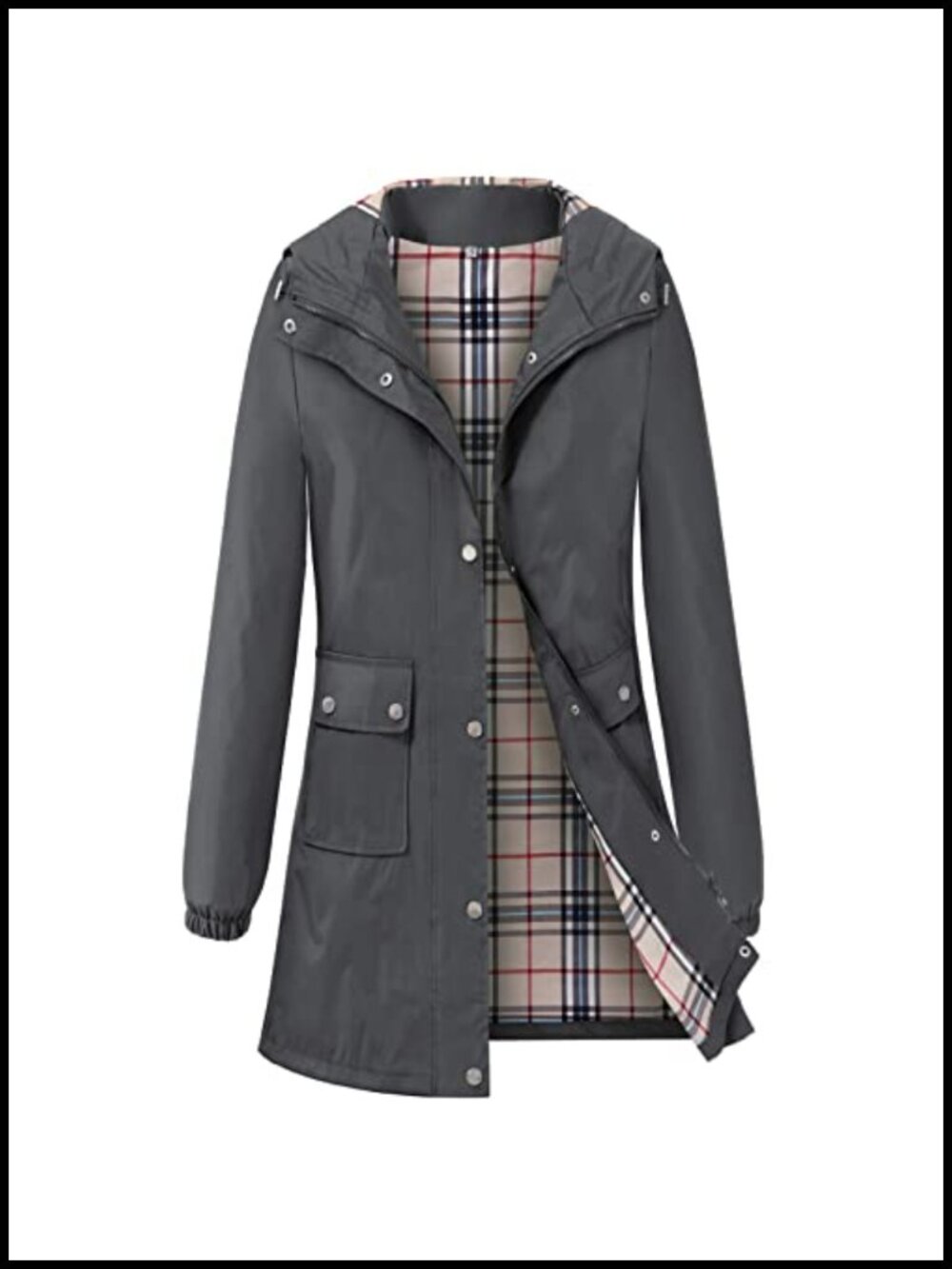 Women's Waterproof Raincoat with Hood Lightweight Windbreaker Outdoor Trench